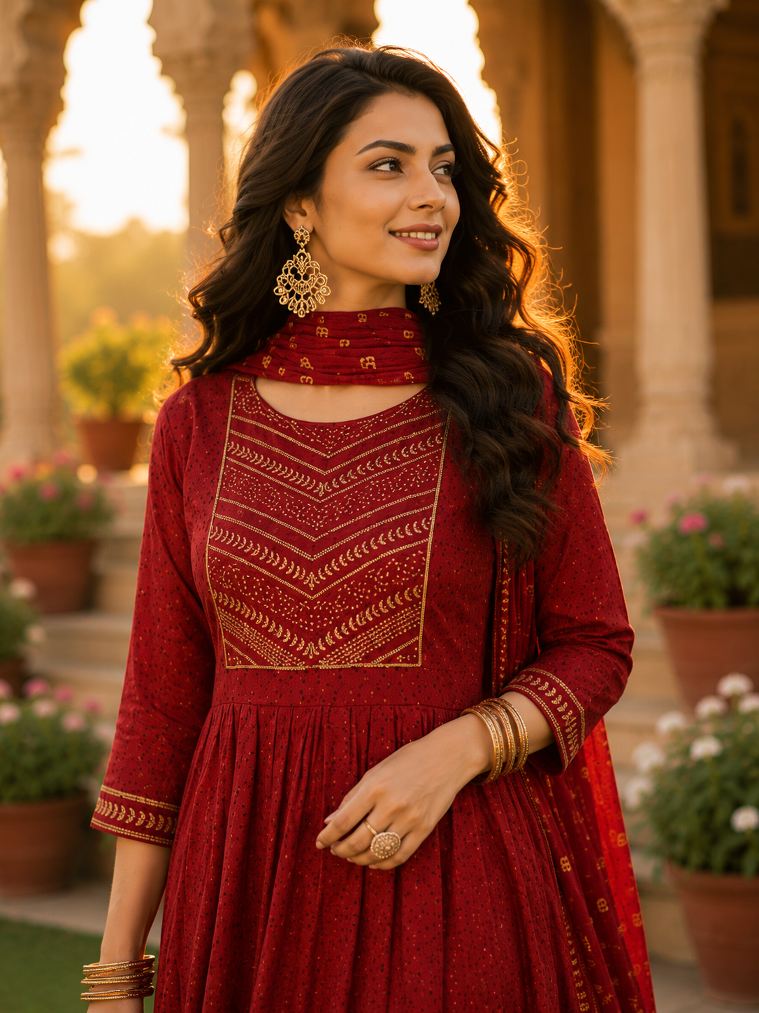 Minu fashions Embroidered Kurta, Churidar & Dupatta Set