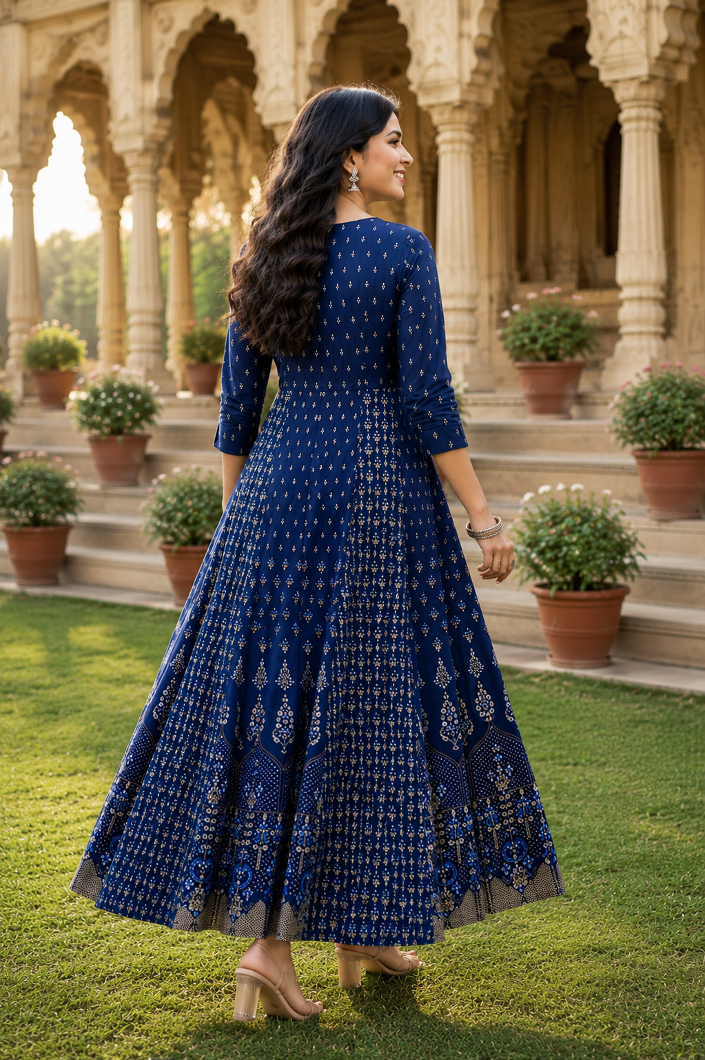Minu fashions Women Printed Cotton Blend Straight Kurta (Blue)
