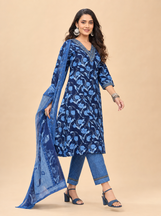 Indigo Star Cotton Printed Stitched Salwar Suit XL 1006