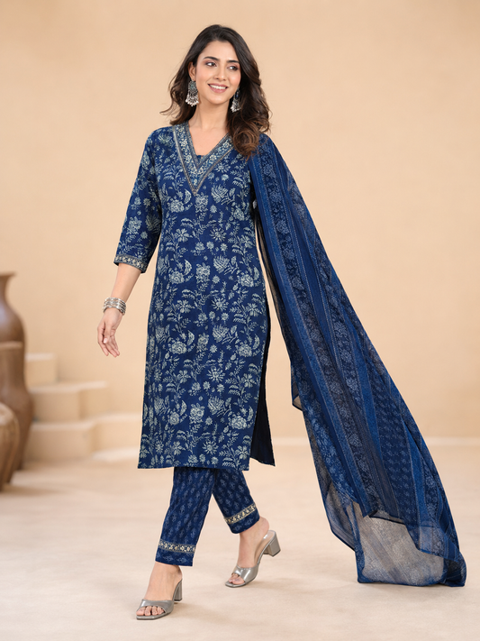 Indigo Star Cotton Printed Stitched Salwar Suit XL 1008