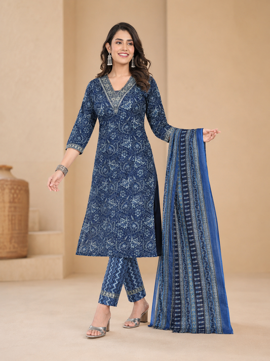 Indigo Star Cotton Printed Stitched Salwar Suit XL 1001