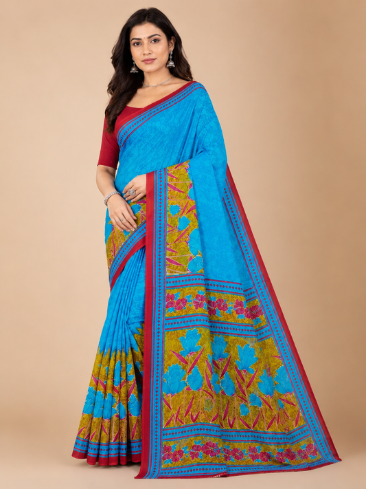 Minu Women's Pure Cotton Printed Saree Lightweight Daily Wear & Casual Occasion Saree