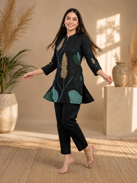 Juni Cotton Slub Digital Print Co-Ord Set for Women
