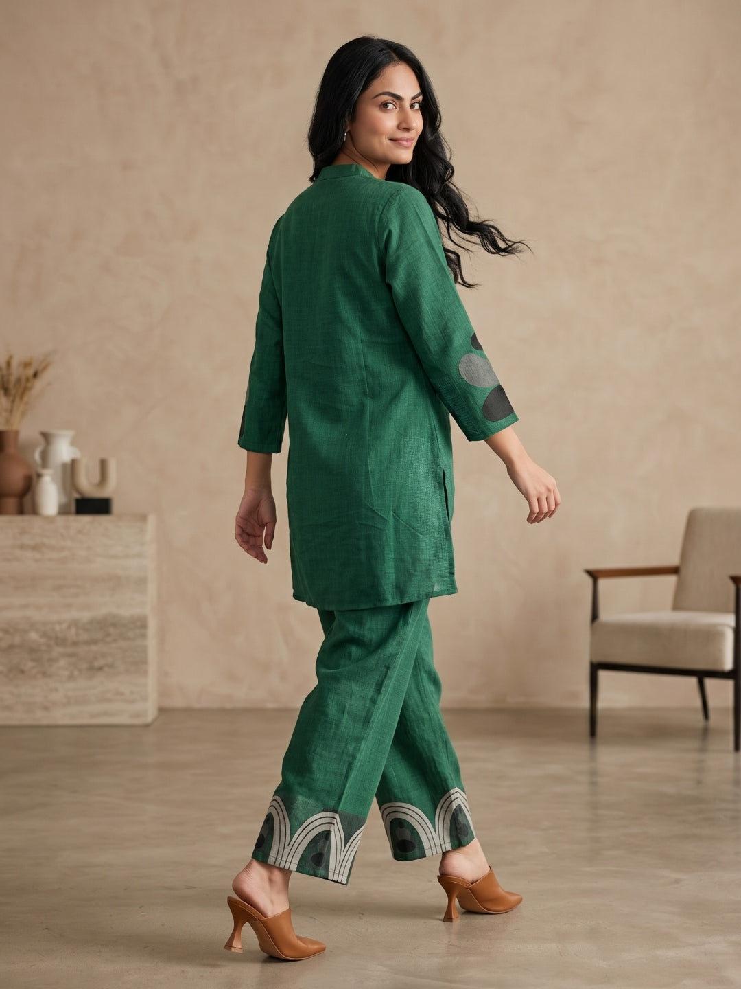 Juni Cotton Slub Digital Print Co-Ord Set for Women