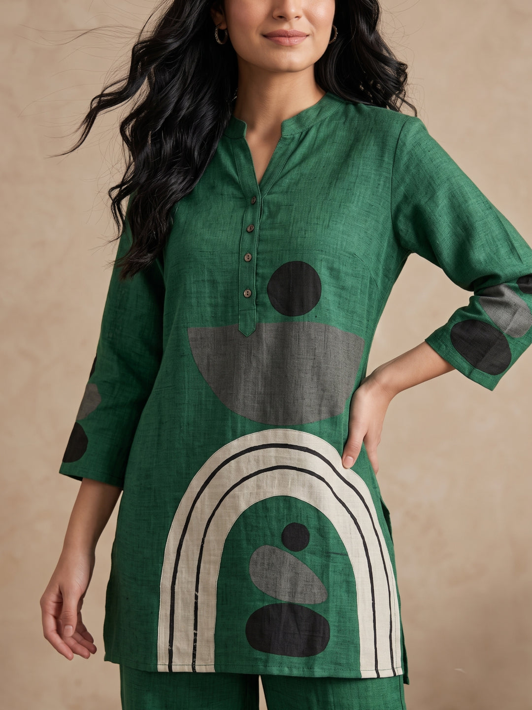 Juni Cotton Slub Digital Print Co-Ord Set for Women