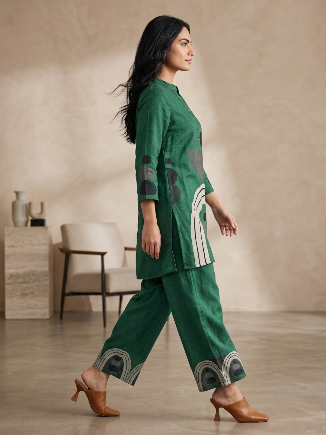 Juni Cotton Slub Digital Print Co-Ord Set for Women