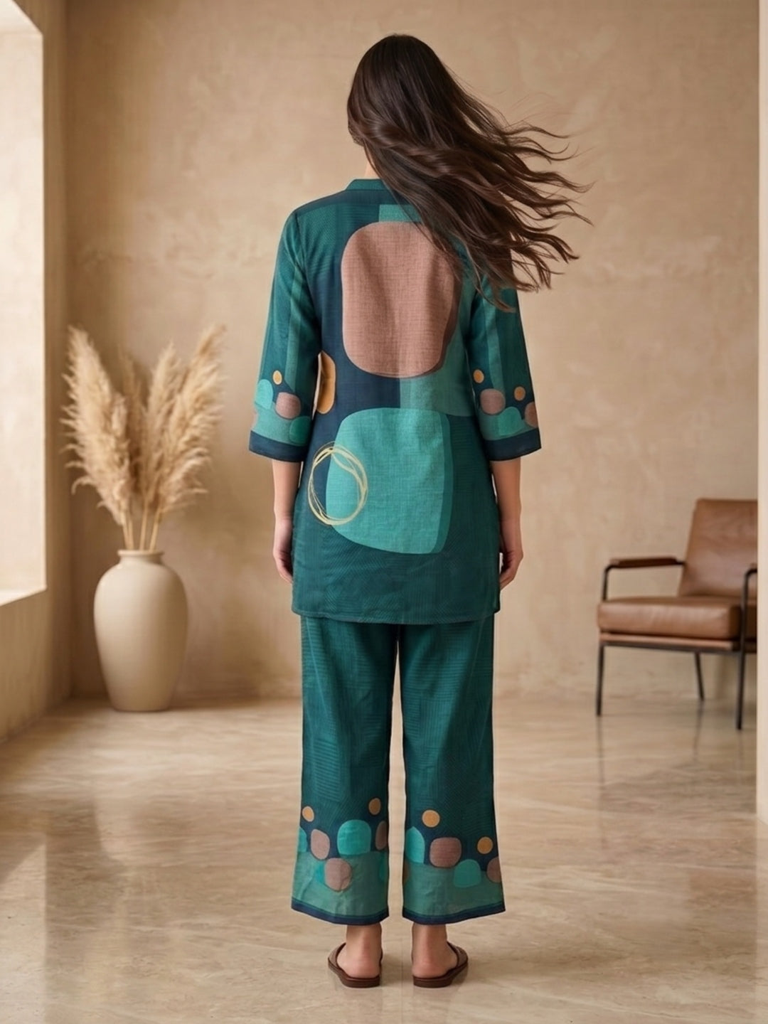 Juni Cotton Slub Digital Print Co-Ord Set for Women