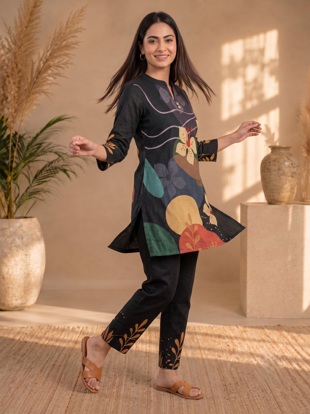 Anouk Juni Cotton Slub Digital Print Co-Ord Set for Women