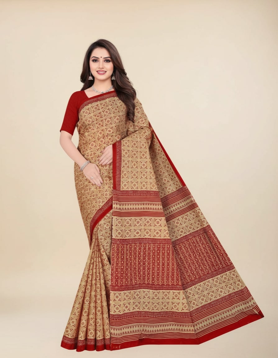 MINU SAREE MUMTAZ RED CHIKU 0001