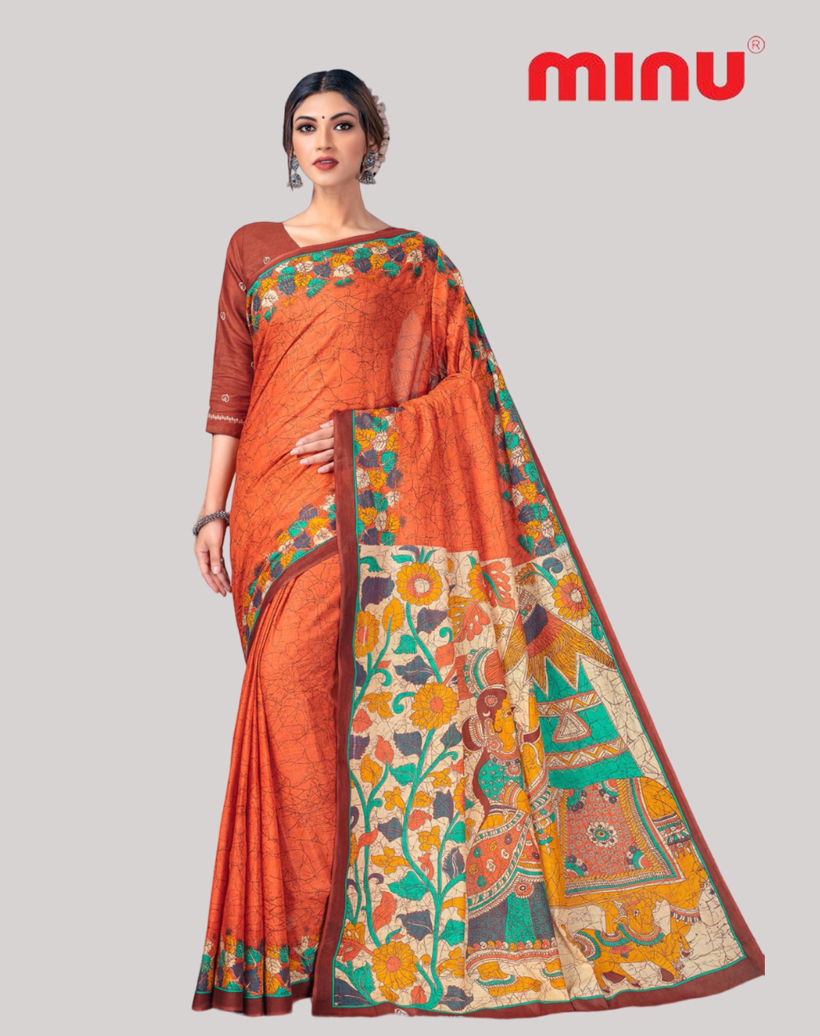 Cotton Printed Saree Without Blouse Piece