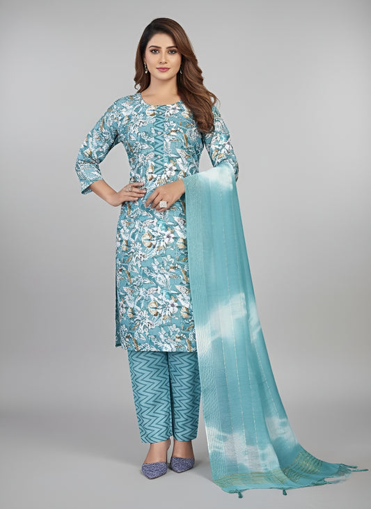 Fantasi 3 Cotton Printed Stitched Salwar Suit XXL 3002