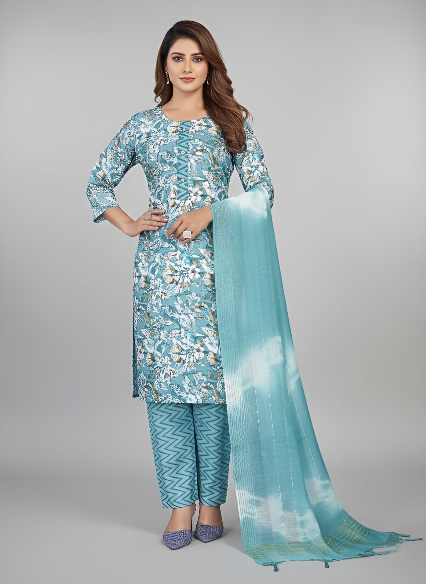 Fantasi 3 Cotton Printed Stitched Salwar Suit XXL 3002