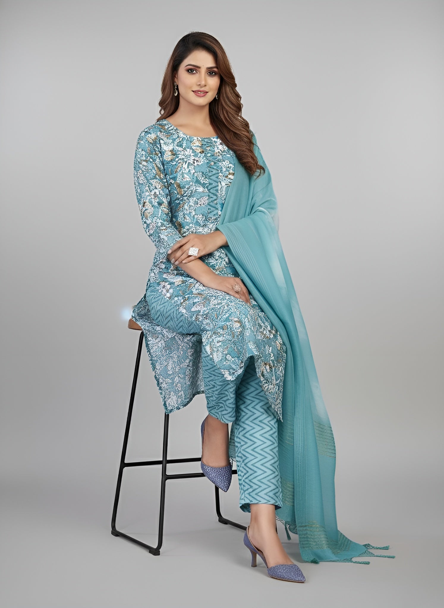 Fantasi 3 Cotton Printed Stitched Salwar Suit XXL 3002