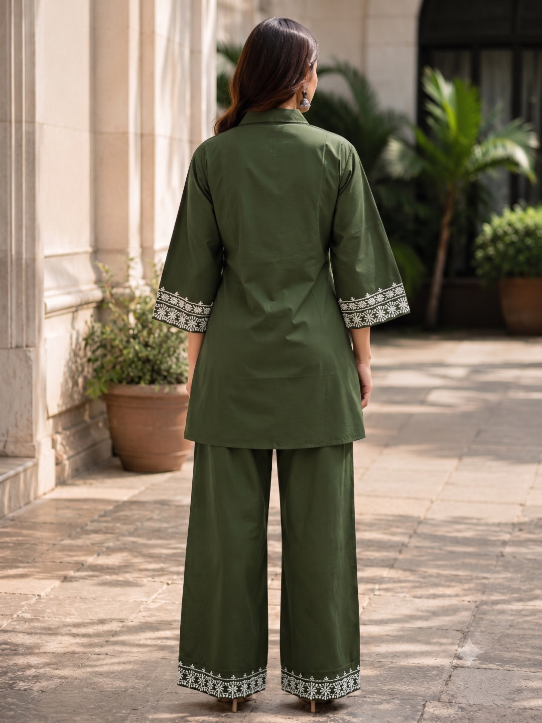 Embroidered Cotton Co-Ord Set with Drawstring Pants