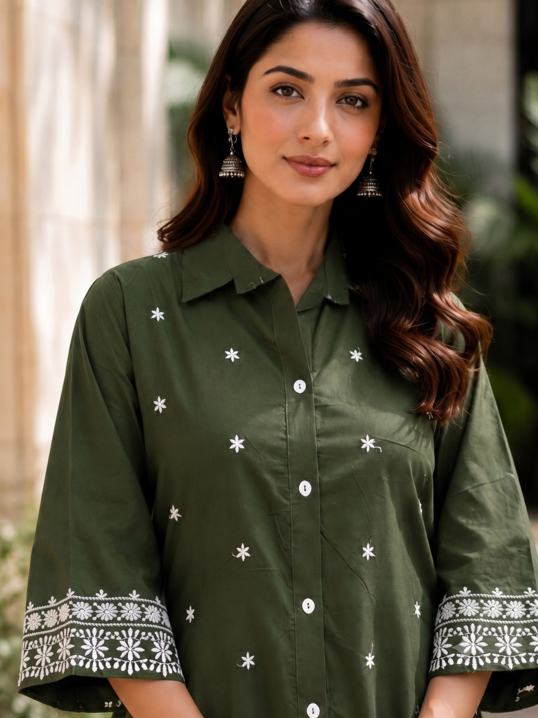 Embroidered Cotton Co-Ord Set with Drawstring Pants