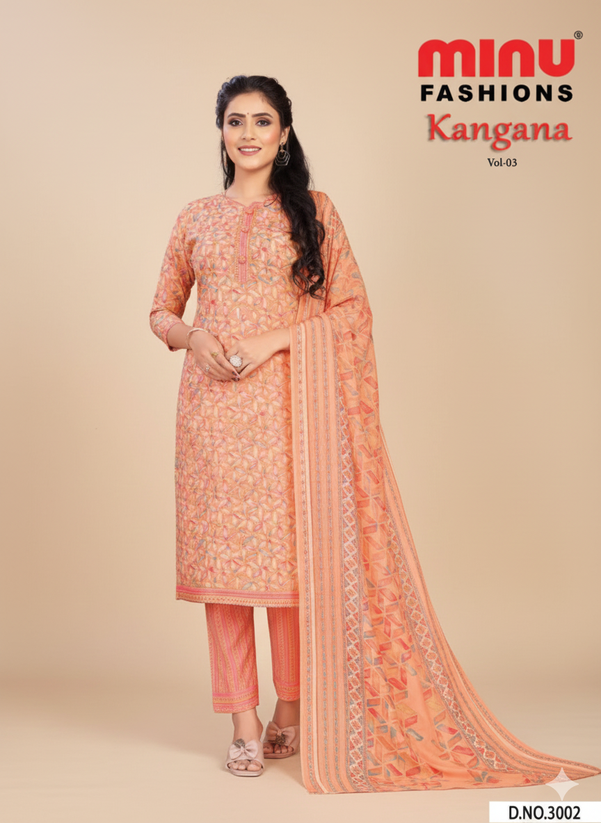 Kangana 3 Cotton Printed Stitched Salwar Suit XL 3002