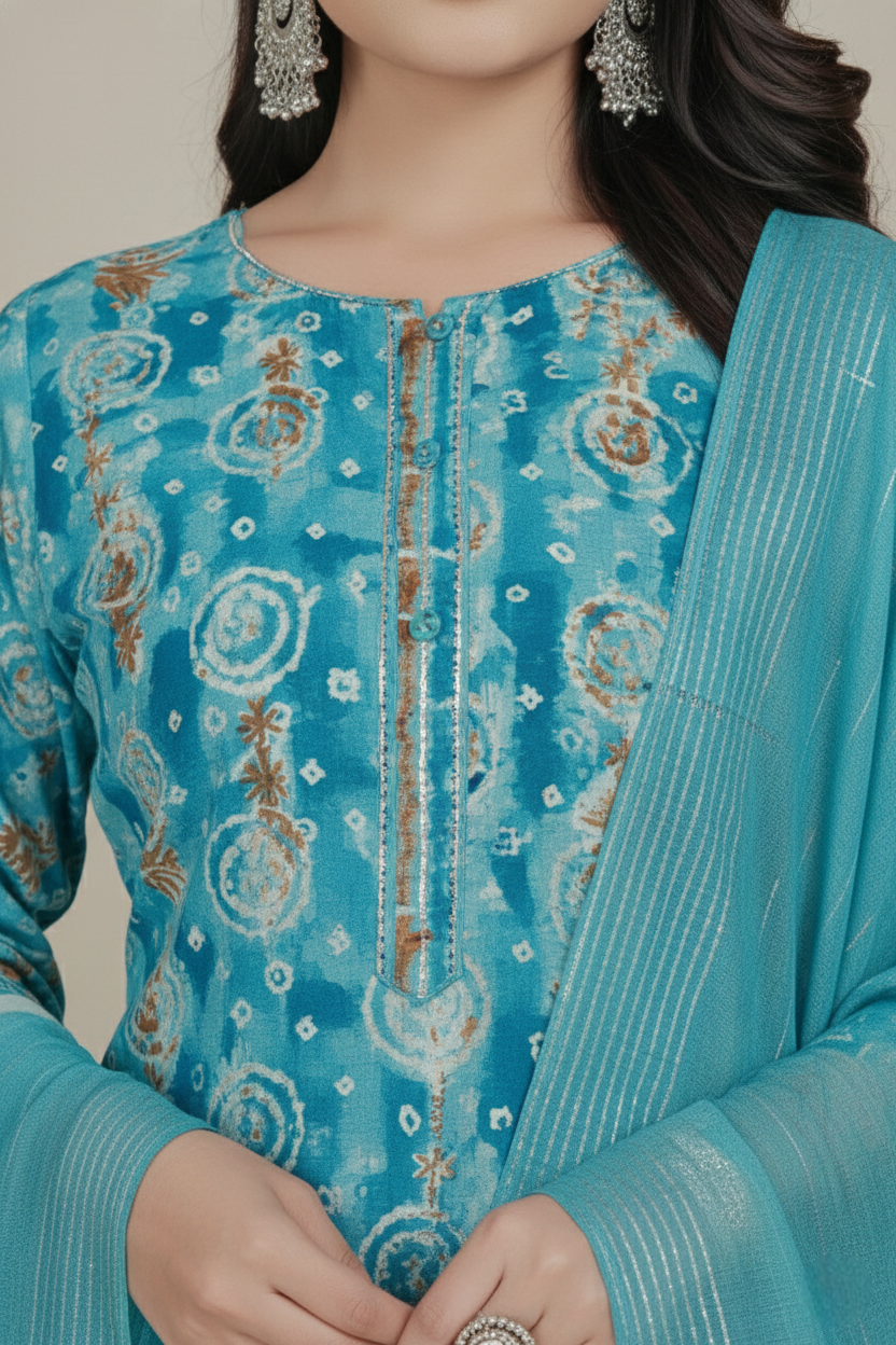 Flora Cotton Printed Stitched Salwar Suit XXL 3007