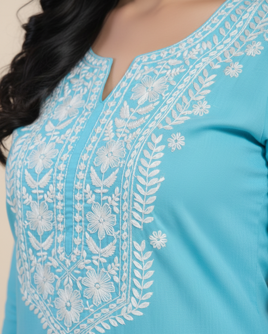 Yasmin Cotton Printed Kurti Blue