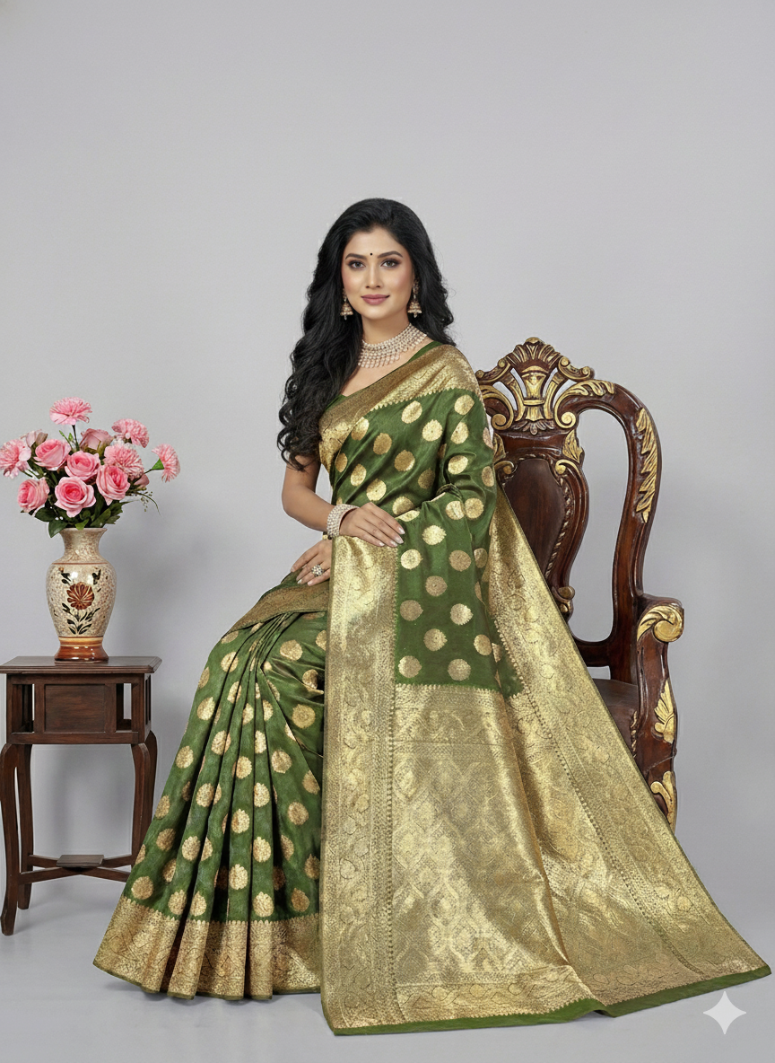 Jannat Fancy Silk Katan Saree with BP 4137