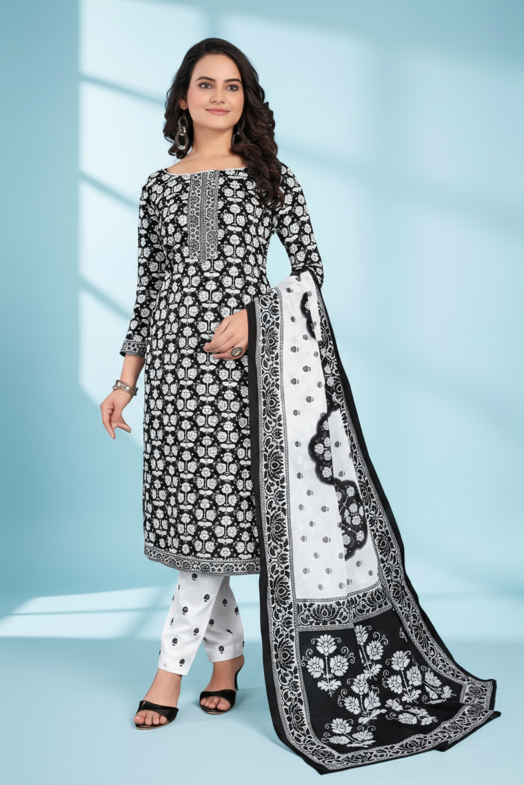 Cotton Printed Black Beauty 29 Stitched Salwar Suit (3 Pcs Set)