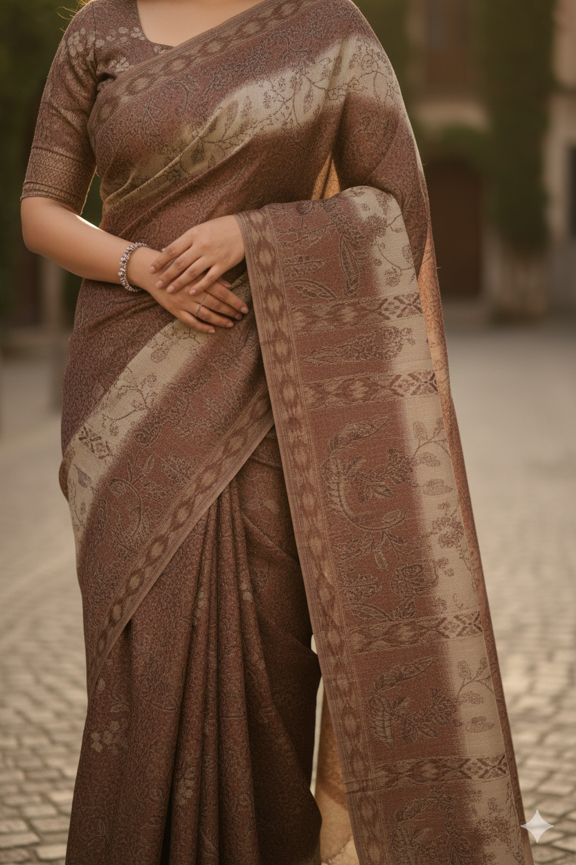 Kesariya 3 Cotton Printed Saree 731057