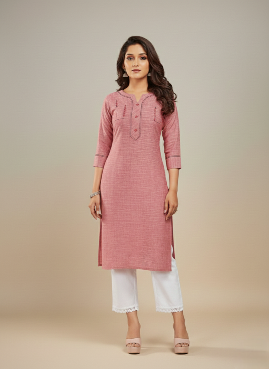 Cranberry Cotton Kurti 1008