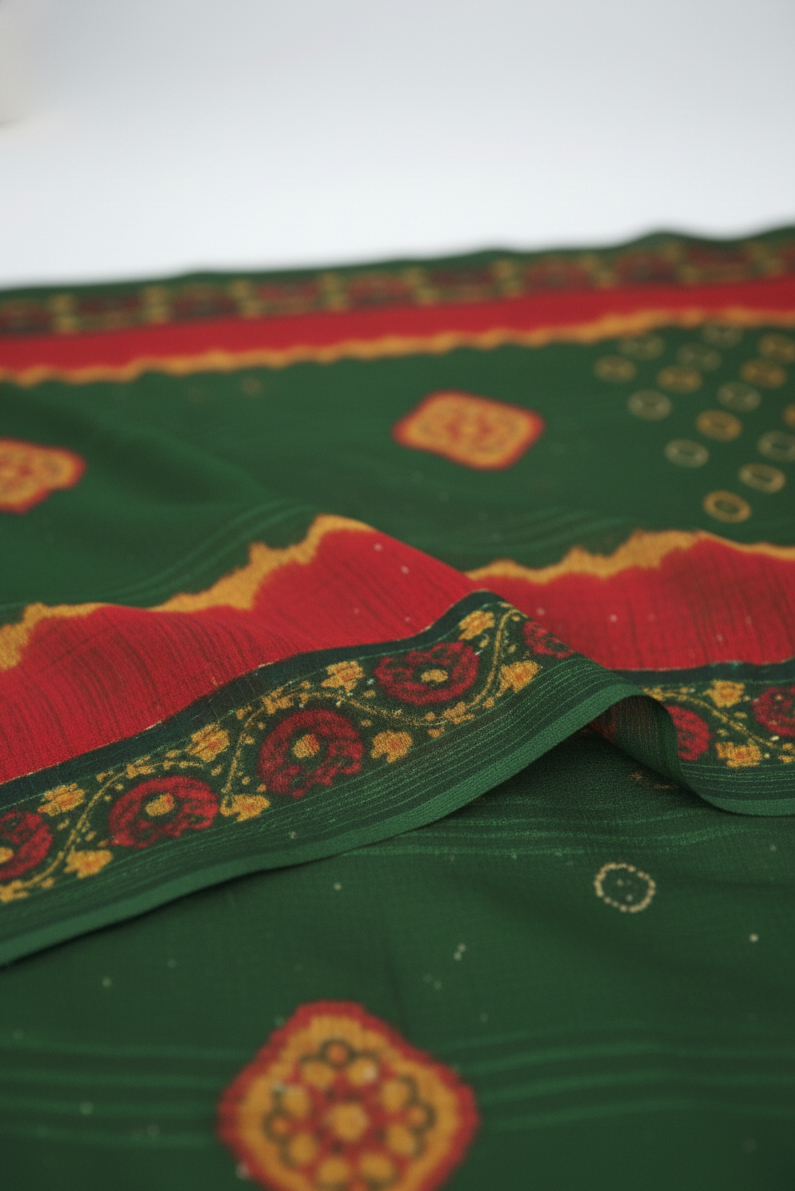 Green Valley Cotton Printed Saree 205