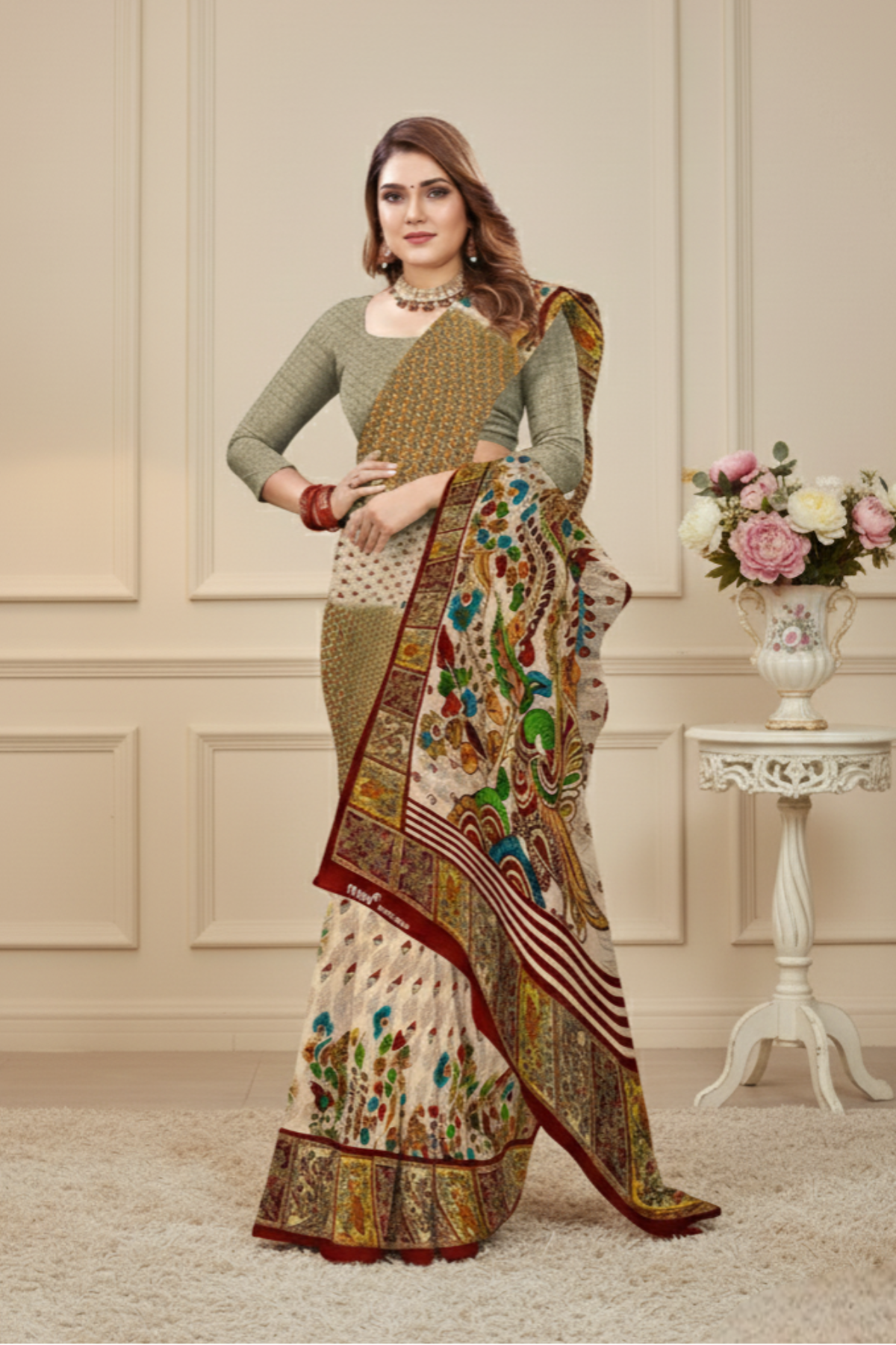 Bangalore Silk Muslin Cotton Printed Saree 4183