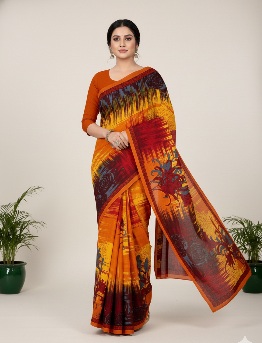 Sonar Bangla 31 Cotton Printed Saree Multicolor