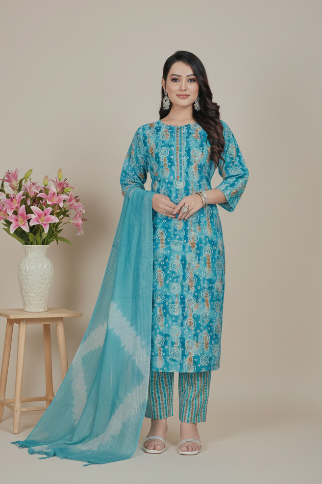 Flora Cotton Printed Stitched Salwar Suit XXL 3007
