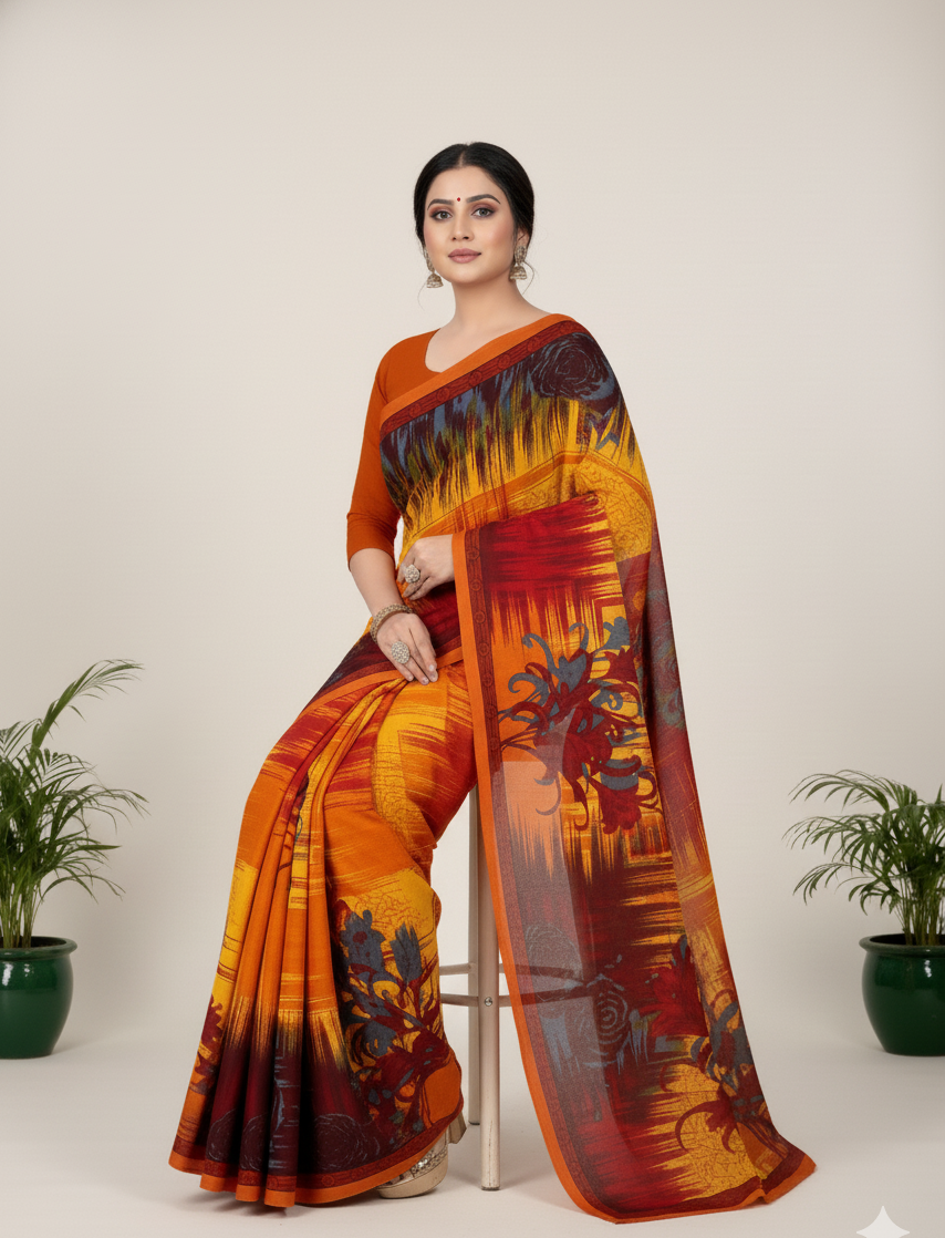 Sonar Bangla 31 Cotton Printed Saree Multicolor