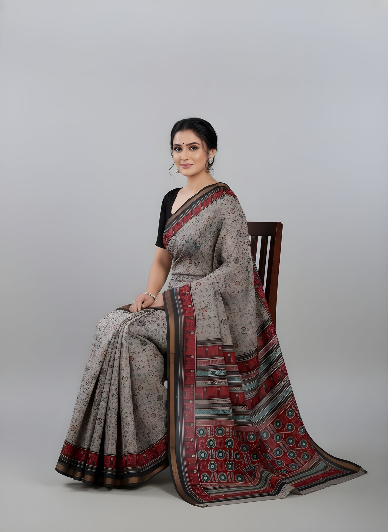 Kanishka Script Muslin Cotton Printed Saree