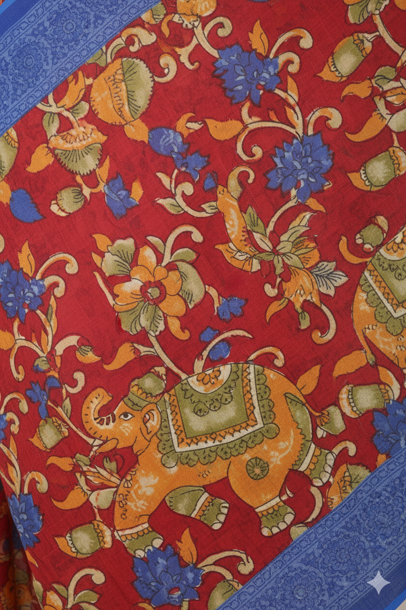 Rangat Cotton Printed Blue Border Saree 14687