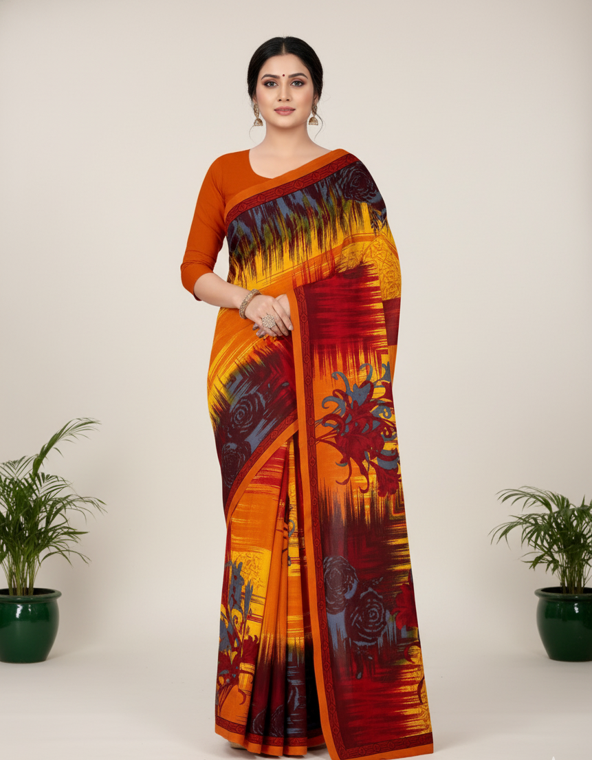 Sonar Bangla 31 Cotton Printed Saree Multicolor