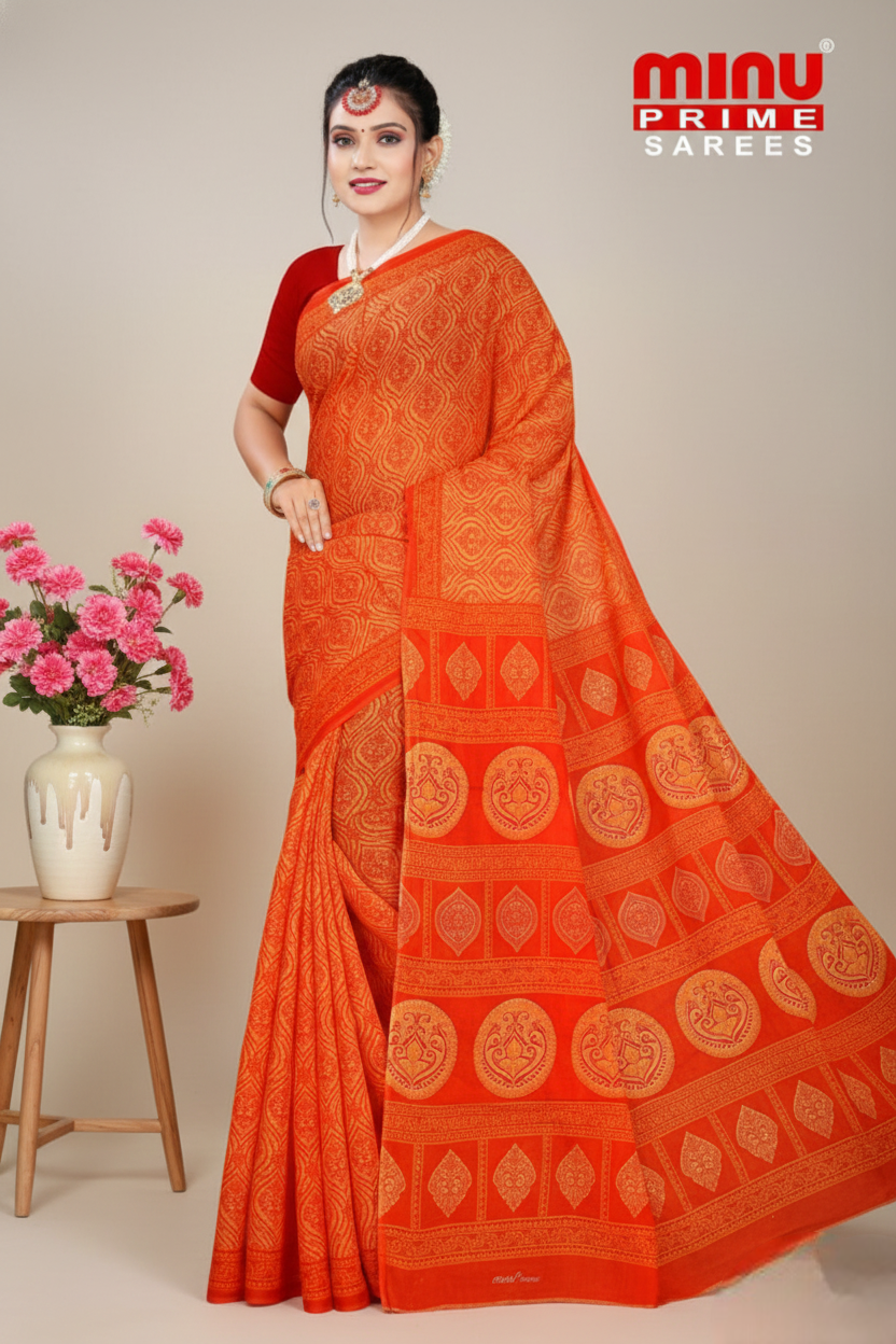 Credit Card Cotton Printed Saree 852966