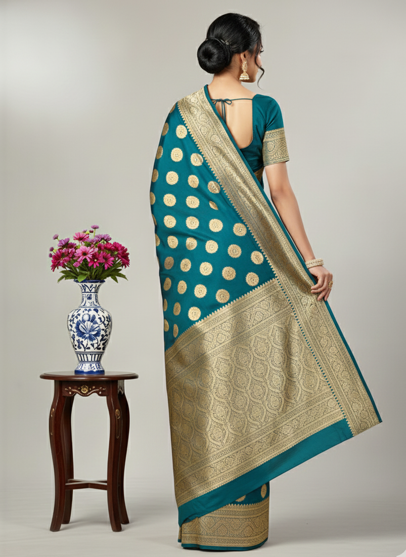 Jannat Fancy Silk Katan Saree with BP 4141