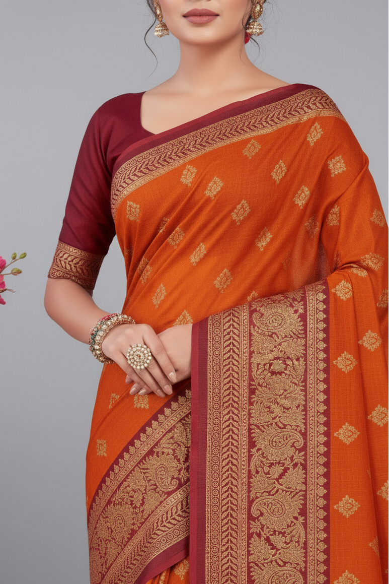 Gold Star Malai Cotton Printed Saree 4008