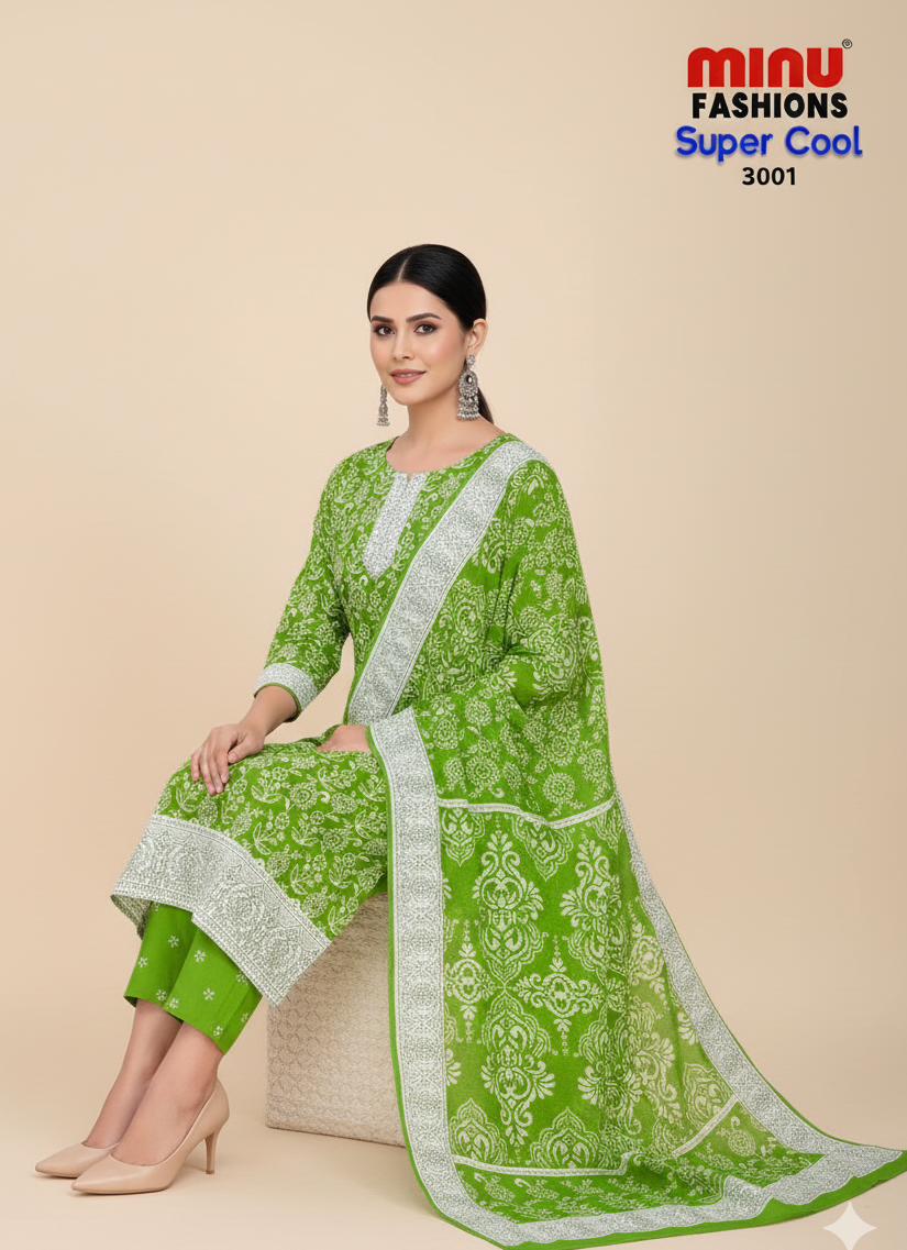 Super Cool Cotton Printed Stitched Salwar Suit XXL 3001