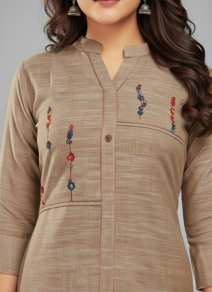 Cranberry Cotton Kurti 1001