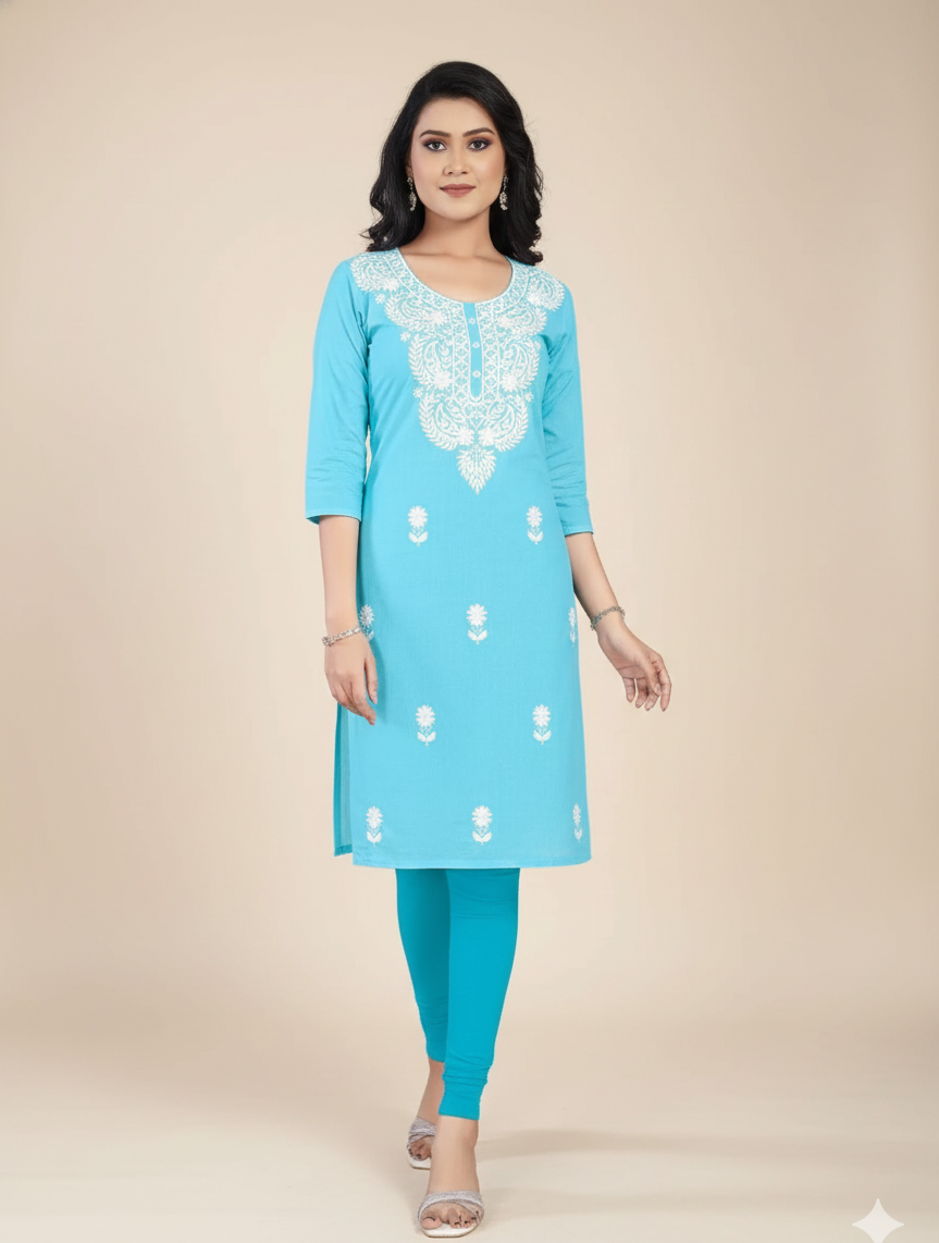 Yasmin Cotton Printed Kurti Blue
