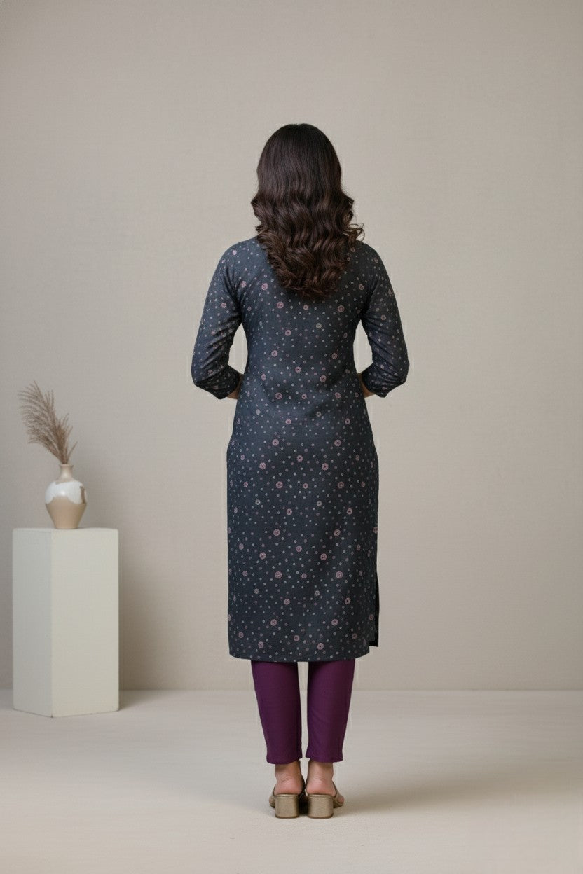 Rang Cotton Embroidered Kurti Set 1004