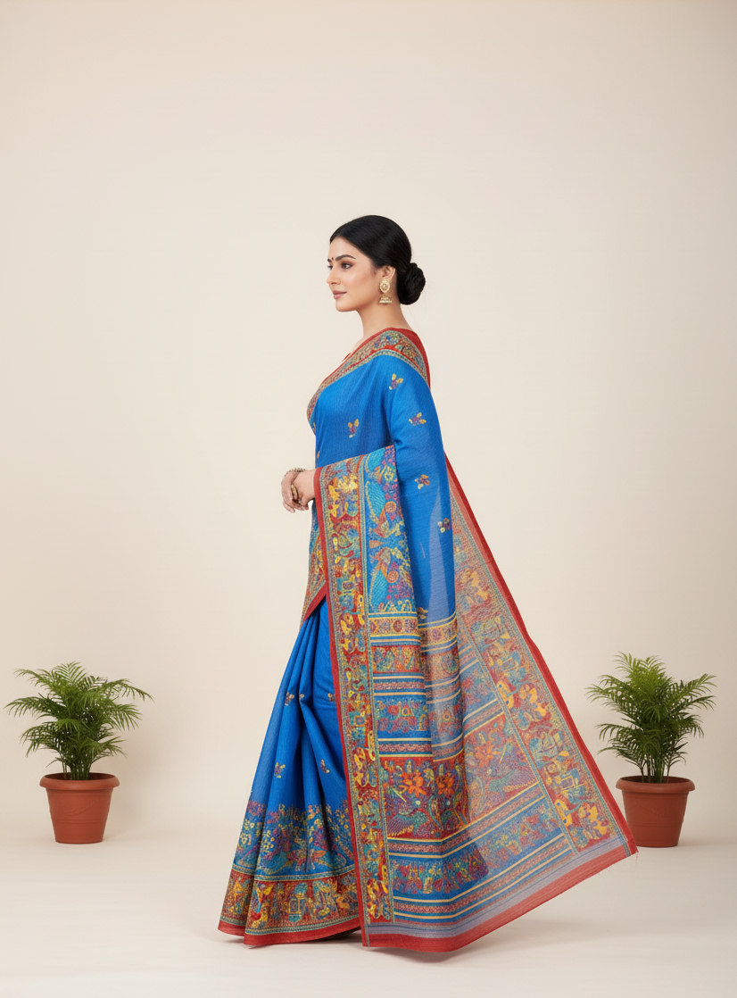 Hi Demand 6 Cotton Printed Saree Blue