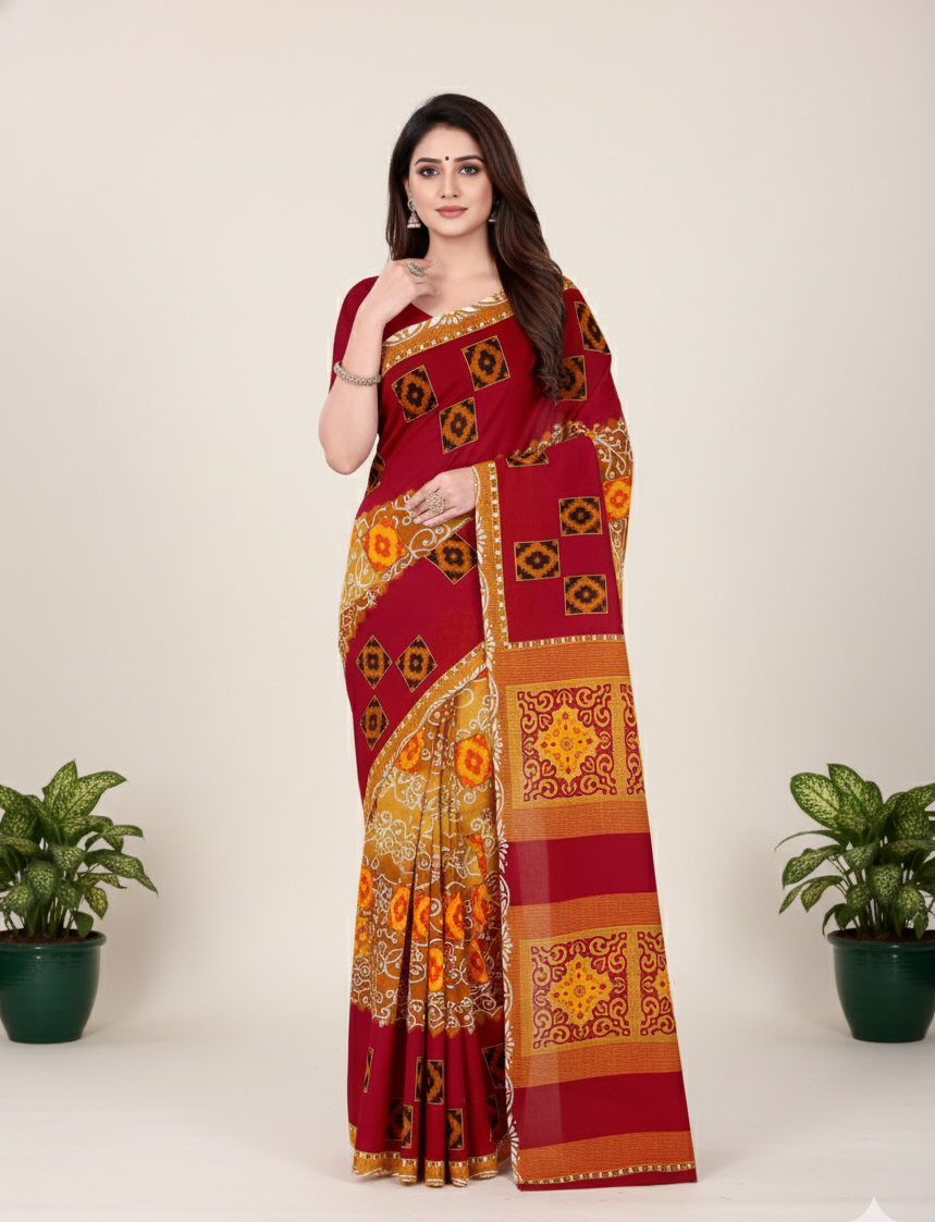 Sonar Bangla 31 Cotton Printed Saree Multicolor