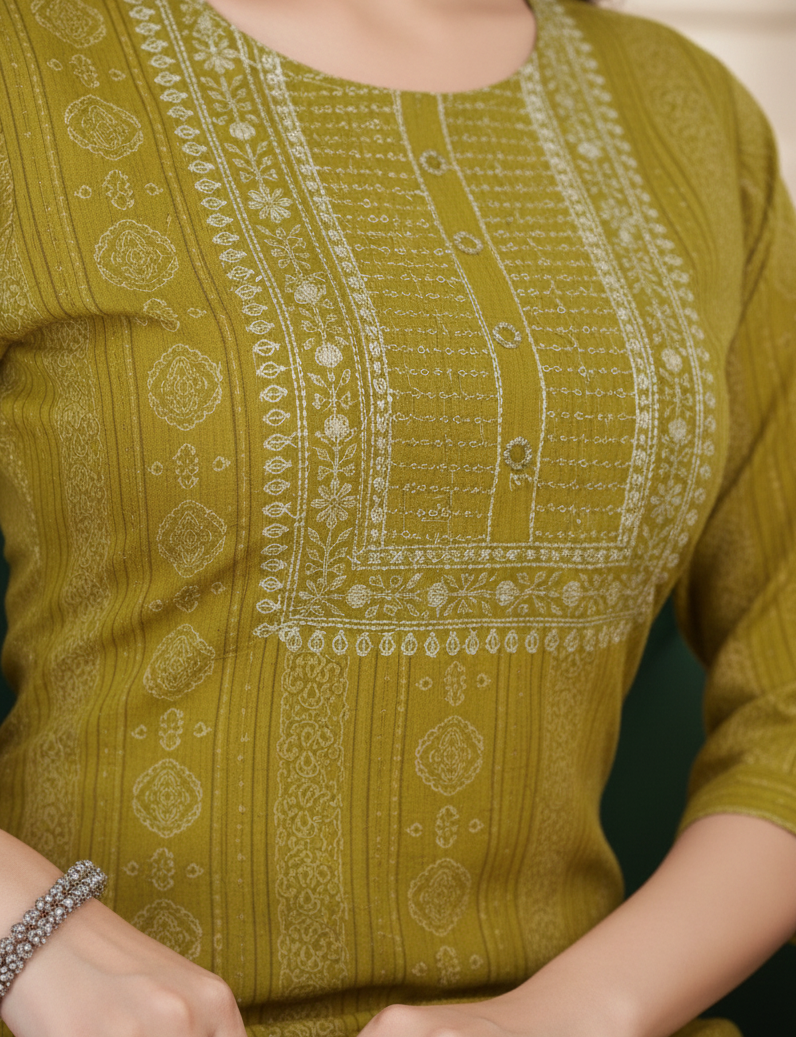 Bandhej Rayon Printed Embroidery Kurti 1002