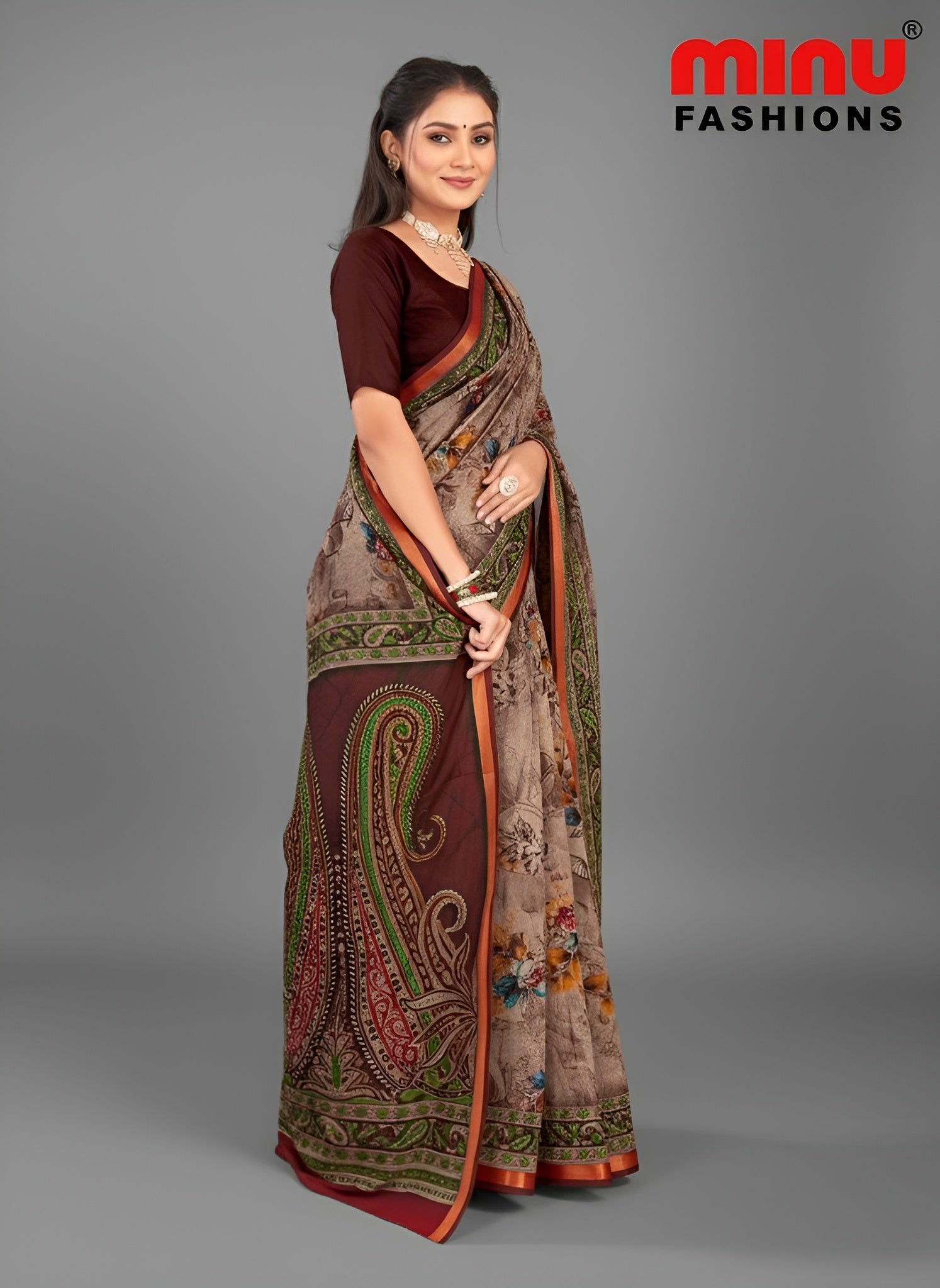 Bangalore Silk Muslin Cotton Printed Saree 4201