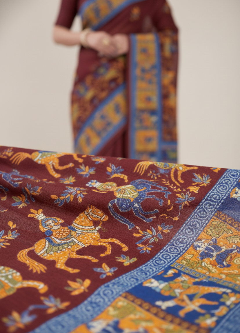 Hi Demand 7 Cotton Printed Saree Maroon