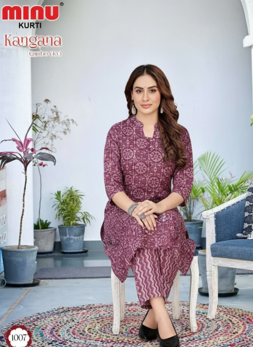 Kangana Combo Cotton Printed Kurti Set 1007