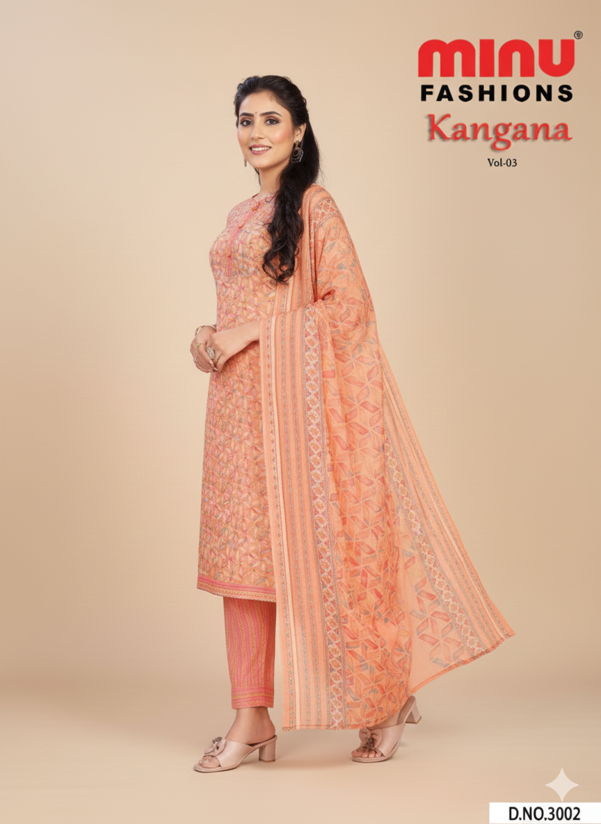 Kangana 3 Cotton Printed Stitched Salwar Suit XL 3002