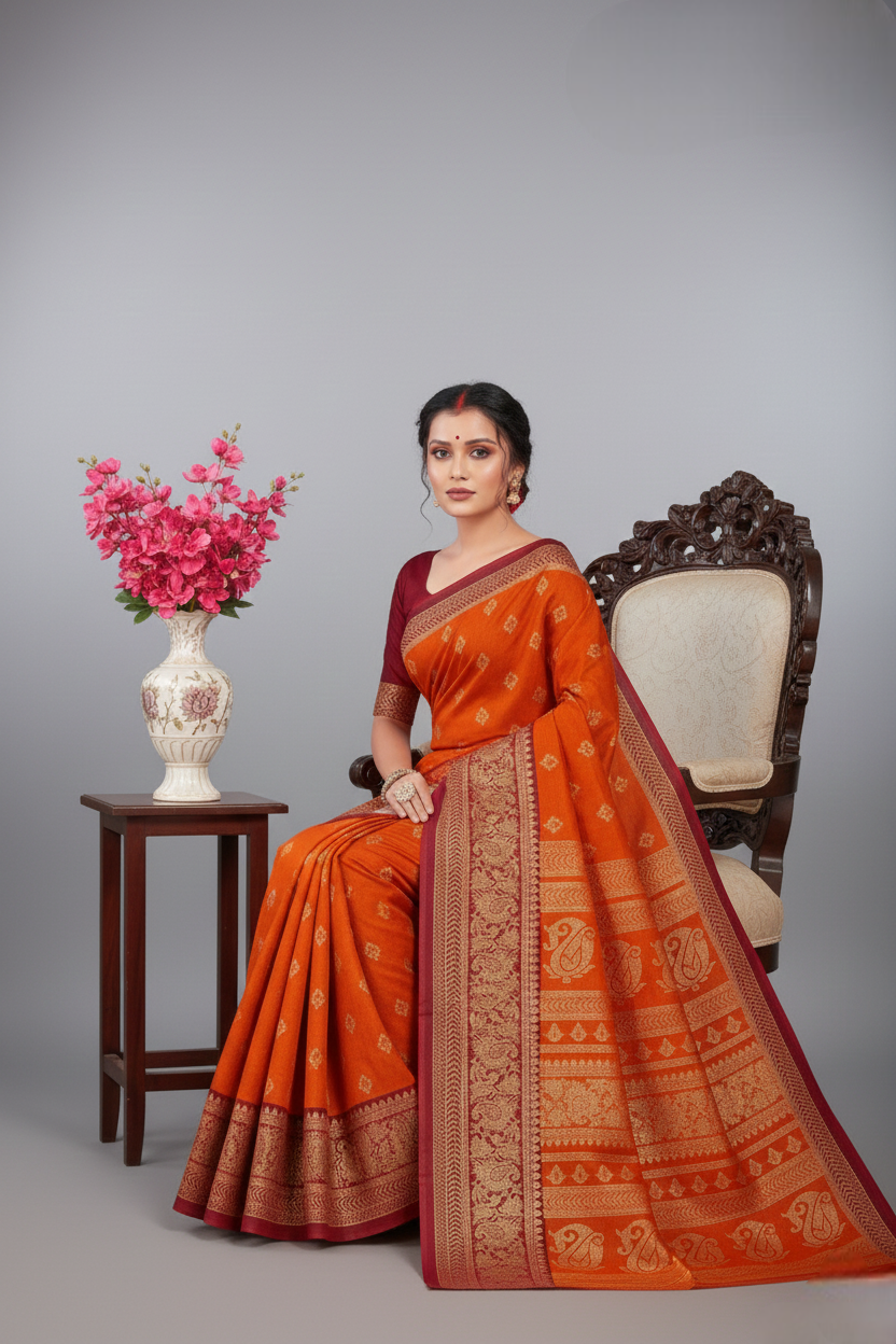 Gold Star Malai Cotton Printed Saree 4008
