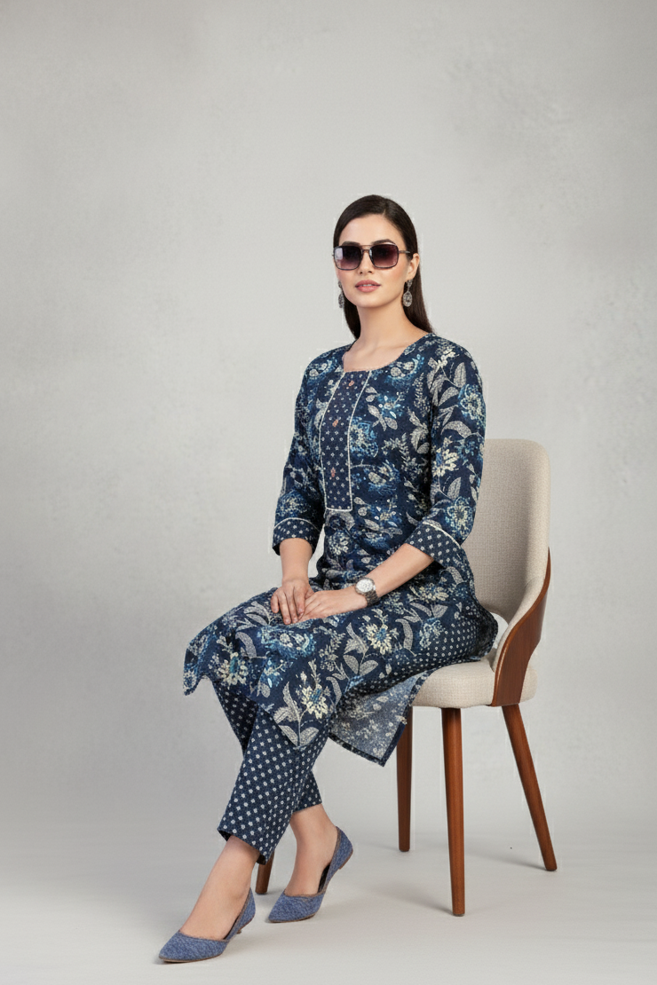 Diti Cotton Printed Kurti Set 1002